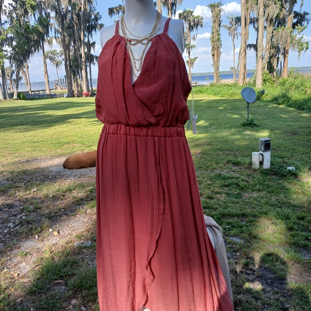Elegant Red Halter Dress